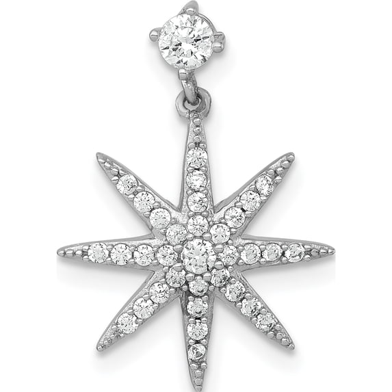 Sterling Silver Rhodium-plated Polished CZ Star Chain Slide Pendant Material Primary Purity Sleek Delicate Modern Designed for those who cherish timeless beauty