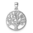 thumbnail image 1 of Finest Gold Sterling Silver Rhodium-Plated Polished CZ Tree of Life Pendant, 1 of 4