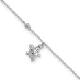 thumbnail image 1 of Finest Gold Sterling Silver Rhodium-Plated CZ Turtle Charm 9 in. Plus 1 in. Extender - Total 10 in. Anklet, 1 of 3