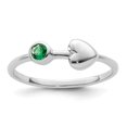 thumbnail image 1 of Sterling Silver Rhodium-plated Polished Circle Created Emerald Heart Ring, Size 8, 1 of 1