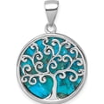 thumbnail image 1 of Sterling Silver Rhodium-plated Polished Compressed Turquoise Tree Of Life Pendant Material Primary Purity Sleek Feminine Stylish Made for expressing your unique story, 1 of 4