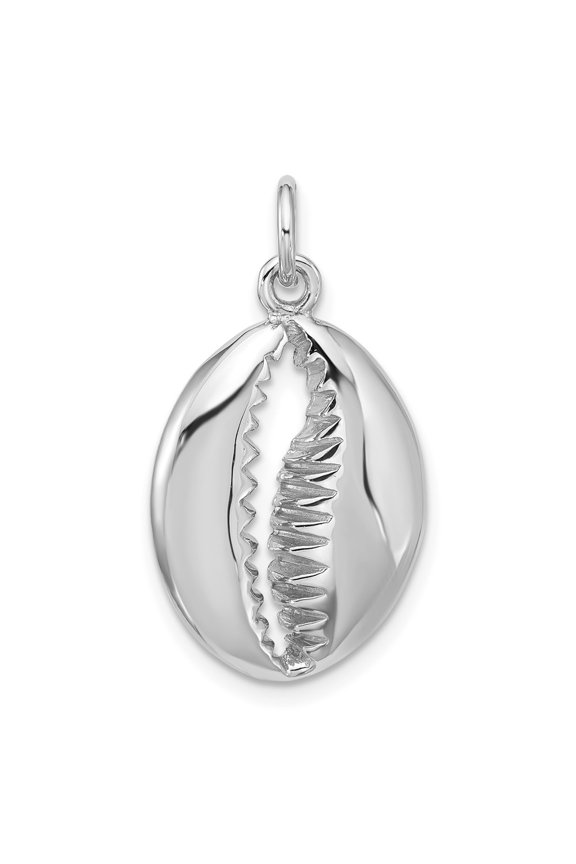 Sterling Silver Rhodium-plated Polished Cowrie Shell Pendant