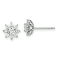 thumbnail image 1 of Sterling Silver Rhodium-plated Polished Cubic Zirconia Flower Post Earrings, 1 of 3