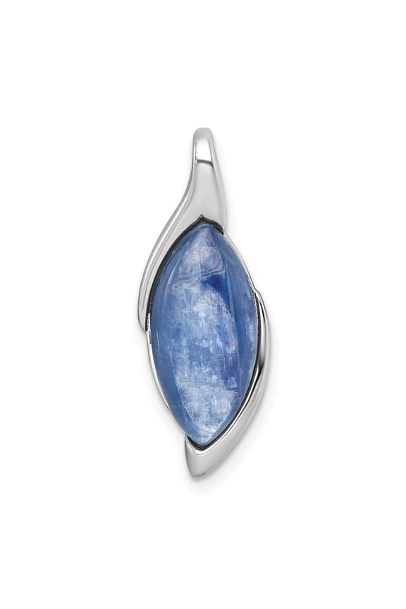 Sterling Silver Rhodium-plated Polished Fancy Marquise Kyanite Cabochon Chain Slide Pendant