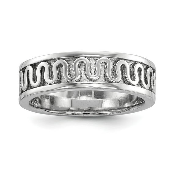 Sterling Silver Rhodium-plated Polished Fancy Ribbon Band Ring - 6.1 Grams - Size 7