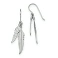 thumbnail image 1 of Sterling Silver Rhodium-plated Polished Feathers Dangle Earrings, 1 of 1