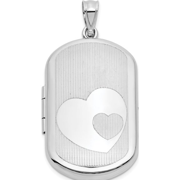 Sterling Silver Rhodium-plated Polished FrontBrushed Back Two Hearts 20mm Rectangle Locket Material Primary Purity Exquisite Fashionable Sleek Perfect for adding elegance to any outfit