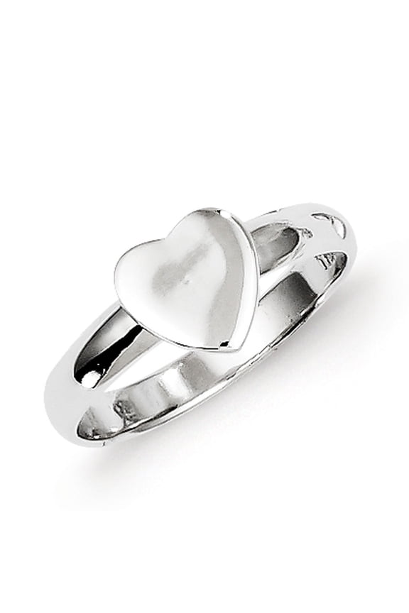 925 Sterling Silver Polished Love Heart Ring Size 4 7mm Wide - 1.8 Grams - Jewelry Gift for Mom