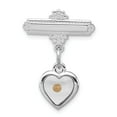 thumbnail image 1 of Sterling Silver Rhodium-plated Polished Heart w/Epoxy Mustard Seed Pin, 1 of 3
