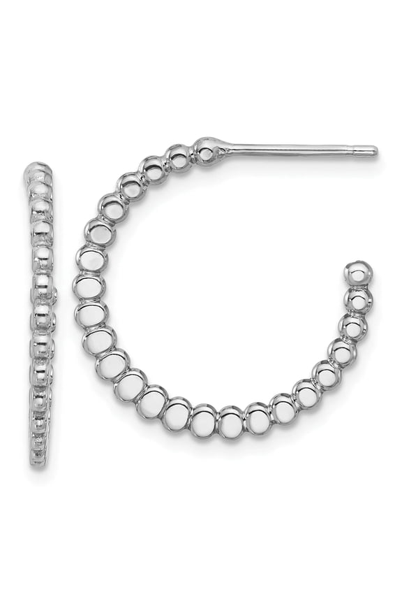 Sterling Silver Rhodium-plated Polished J-Hoop Earrings