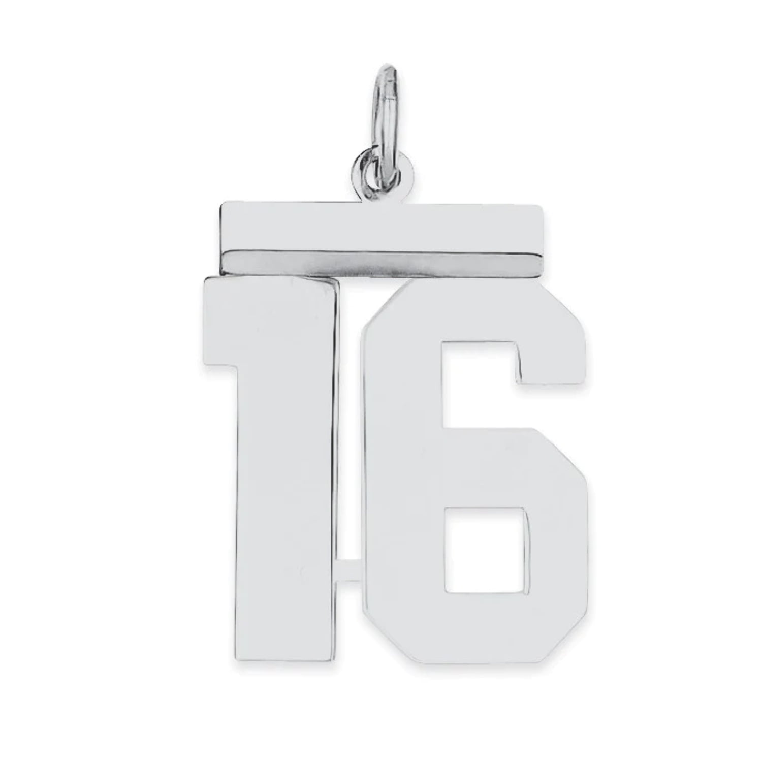 UNKNOWN CC Sterling/Silver Rhodium-plated Polished Number 16 Charm QQMS16