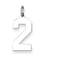 thumbnail image 1 of 925 Sterling Silver Solid Medium Polished Sport game Number 2 Charm Pendant Necklace 21x8mm Wide - Pendant for Women, 1 of 4