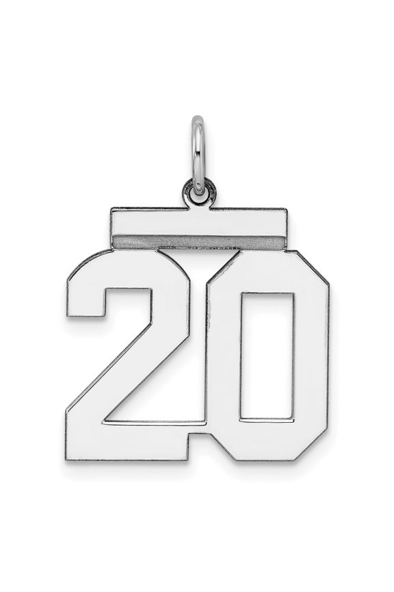 Sterling/Silver Rhodium-plated Polished Number 20 Charm
