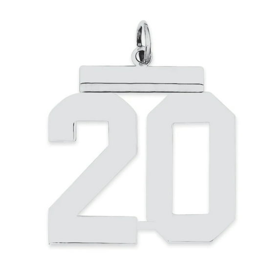 Sterling Silver/Rhodium-plated Polished Number 20 Charm QPL20
