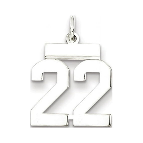 Sterling Silver/Rhodium-plated Polished Number 22 Charm