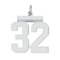 thumbnail image 1 of Sterling Silver Rhodium-plated Medium Polished Number 32 Charm, 1 of 4