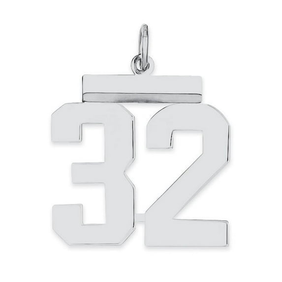 Sterling Silver Rhodium-plated Medium Polished Number 32 Charm