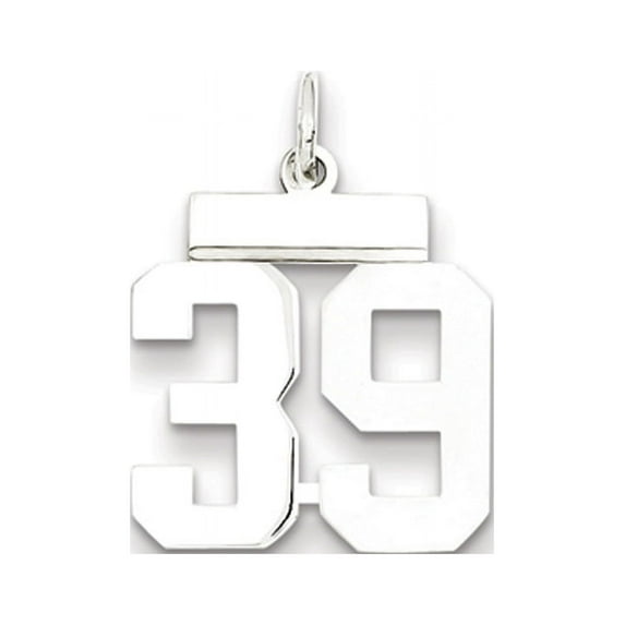 Sterling Silver/Rhodium-plated Polished Number 39 Charm QSS39
