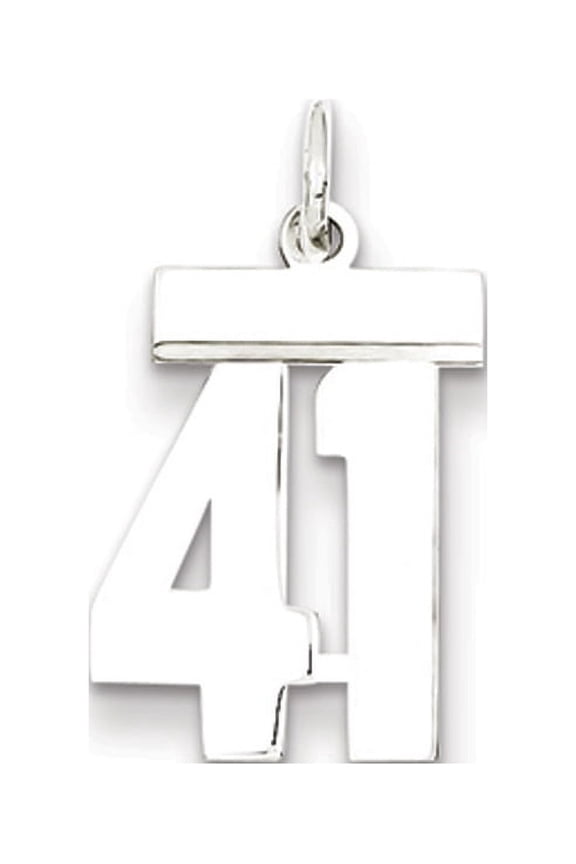 Sterling Silver/Rhodium-plated Polished Number 41 Charm QSS41