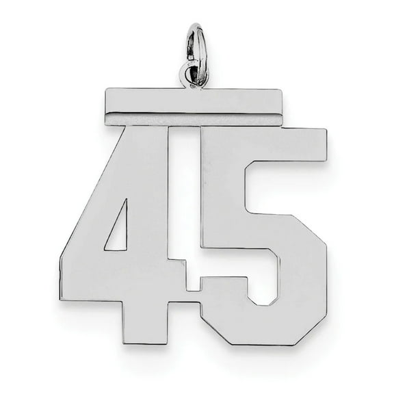 925 Sterling Silver Large Polished Pendant Necklace Sport game Number 45 24x20mm Wide Pendant for Women