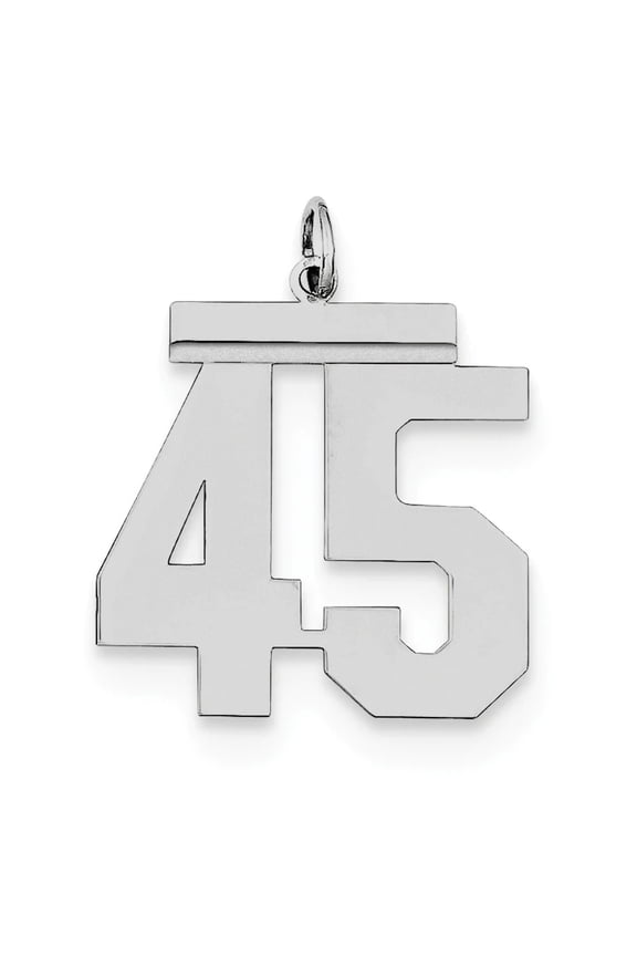 925 Sterling Silver Large Polished Pendant Necklace Sport game Number 45 24x20mm Wide Pendant for Women