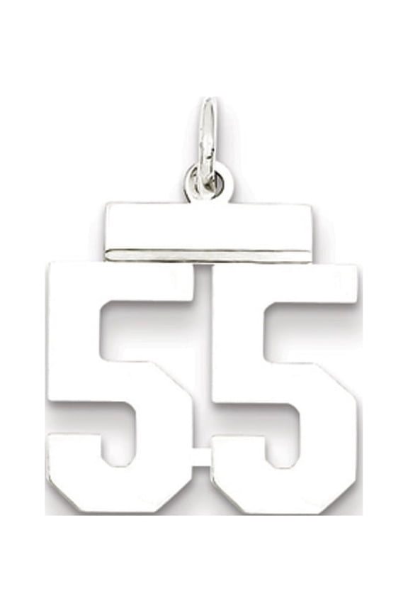 Sterling Silver/Rhodium-plated Polished Number 55 Charm QSS55