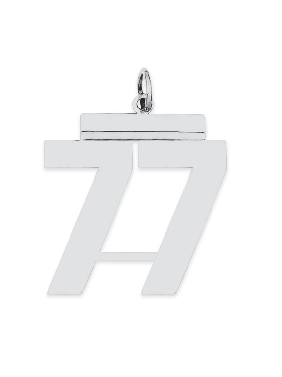 Sterling Silver/Rhodium-plated Polished Number 77 Charm QPL77
