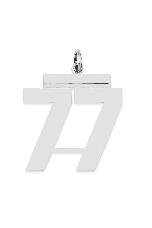 Sterling Silver/Rhodium-plated Polished Number 77 Charm QPL77