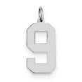thumbnail image 1 of 925 Sterling Silver Solid Large Polished Sport game Number 9 Charm 24x10mm Wide Pendant Necklace for Women, 1 of 4