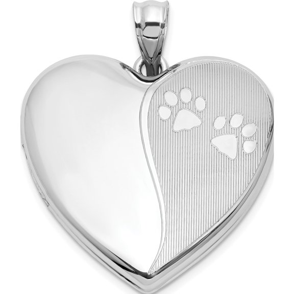 Sterling Silver Rhodium-plated Polished Paw Print 24mm Heart Locket Material Primary Purity Delicate Polished Radiant Inspired by artistry and crafted with passion