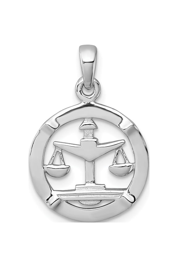 Sterling Silver Rhodium-plated Polished Reversible Libra Scales in Circle Zodiac Pendant Material Primary Purity Sparkle-worthy Stunning Sleek Celebrate milestones with style and brilliance