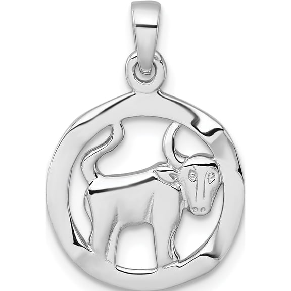 Sterling Silver Rhodium-plated Polished Reversible Taurus Bull in Circle Zodiac Pendant Material Primary Purity Sparkle-worthy Glistening Statement An unforgettable keepsake to treasure forever