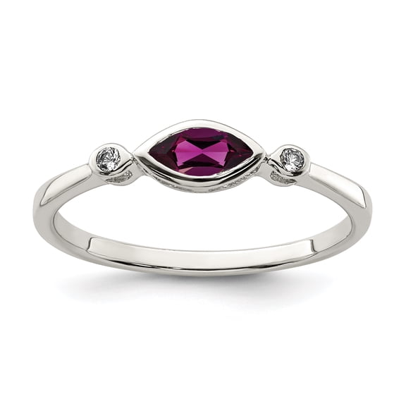 Sterling Silver Rhodium-plated Polished Rhololite and White Topaz Ring QR7065JUN
