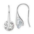thumbnail image 1 of Finest Gold Sterling Silver Rhodium-Plated Polished Round CZ Dangle Earrings, 1 of 3