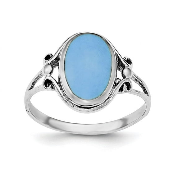 Sterling Silver Rhodium-plated Polished Synthetic Turquoise Ring