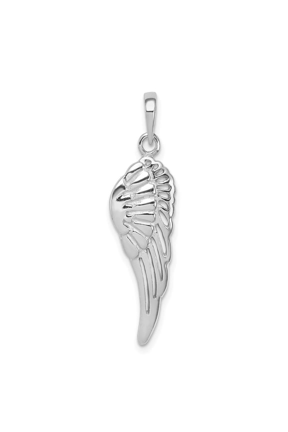 925 Sterling Silver Polished and Textured Religious Guardian Angel Wing Pendant Necklace 33.65x8.54mm Wide Pendant for W
