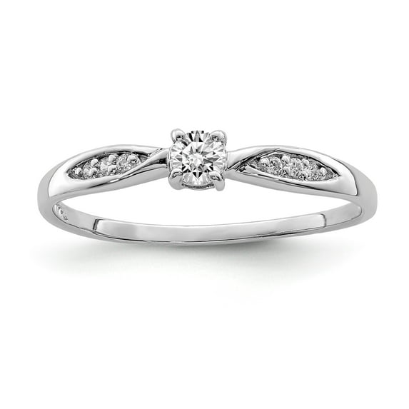 Sterling Silver Rhodium-plated Polished and CZ Ring - Size 7