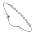thumbnail image 1 of Sterling Silver Rhodium-plated Polished and Textured CZ Cuff with Safety Chain Bracelet, 1 of 3