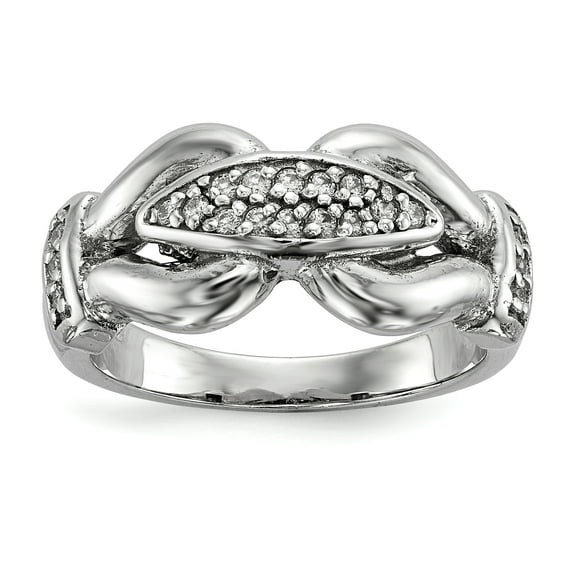 Sterling Silver Rhodium-plated Polished and Textured Fancy CZ Ring QR6530