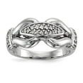 thumbnail image 1 of Sterling Silver Rhodium-plated Polished and Textured Fancy CZ Ring, 1 of 4