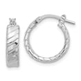 thumbnail image 1 of Sterling Silver Rhodium-plated Polished and Textured Hoop Earrings, 1 of 3