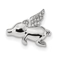thumbnail image 1 of Sterling Silver Rhodium-plated Polished w/CZ Flying Pig Chain Slide QC9311, 1 of 3
