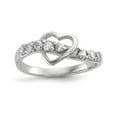 thumbnail image 1 of Sterling Silver Rhodium-plated Polished w/CZ Heart Ring - Size 6, 1 of 3