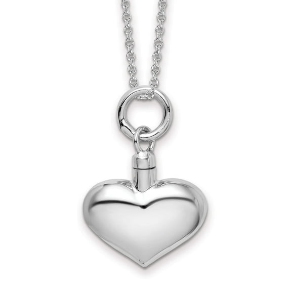 Sterling Silver Rhodium-plated Puffy Heart Ash Holder Necklace