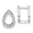 thumbnail image 1 of Sterling Silver Rhodium-plated Purple Enamel Crystal Hinged Reversible Earrings, 1 of 6