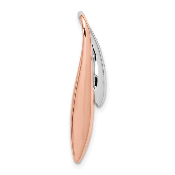 Sterling Silver Rhodium-plated & Rose Gold-plated Polished Slide Pendant