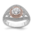 thumbnail image 1 of Sterling Silver Rhodium-plated & Rose-tone Cubic Zirconia Ring Size 8, 1 of 5