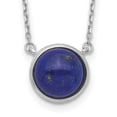 thumbnail image 1 of Sterling Silver Rhodium-plated Round Lapis Cabochon Necklace QG5471, 1 of 3