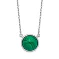 thumbnail image 1 of Sterling Silver Rhodium-plated Round Malachite Cabochon Necklace, 1 of 3