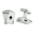 thumbnail image 1 of Sterling Silver Rhodium-plated Royal Flush Cuff Links Q-QQ244, 1 of 2